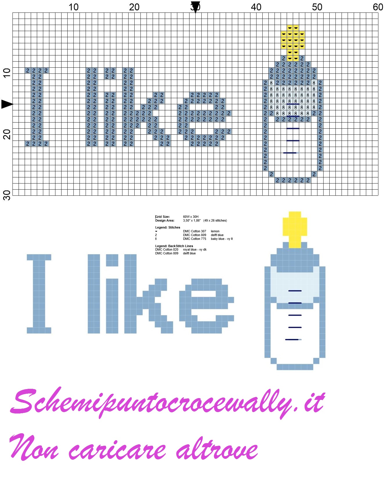 i like biberon azzurro schema punto croce