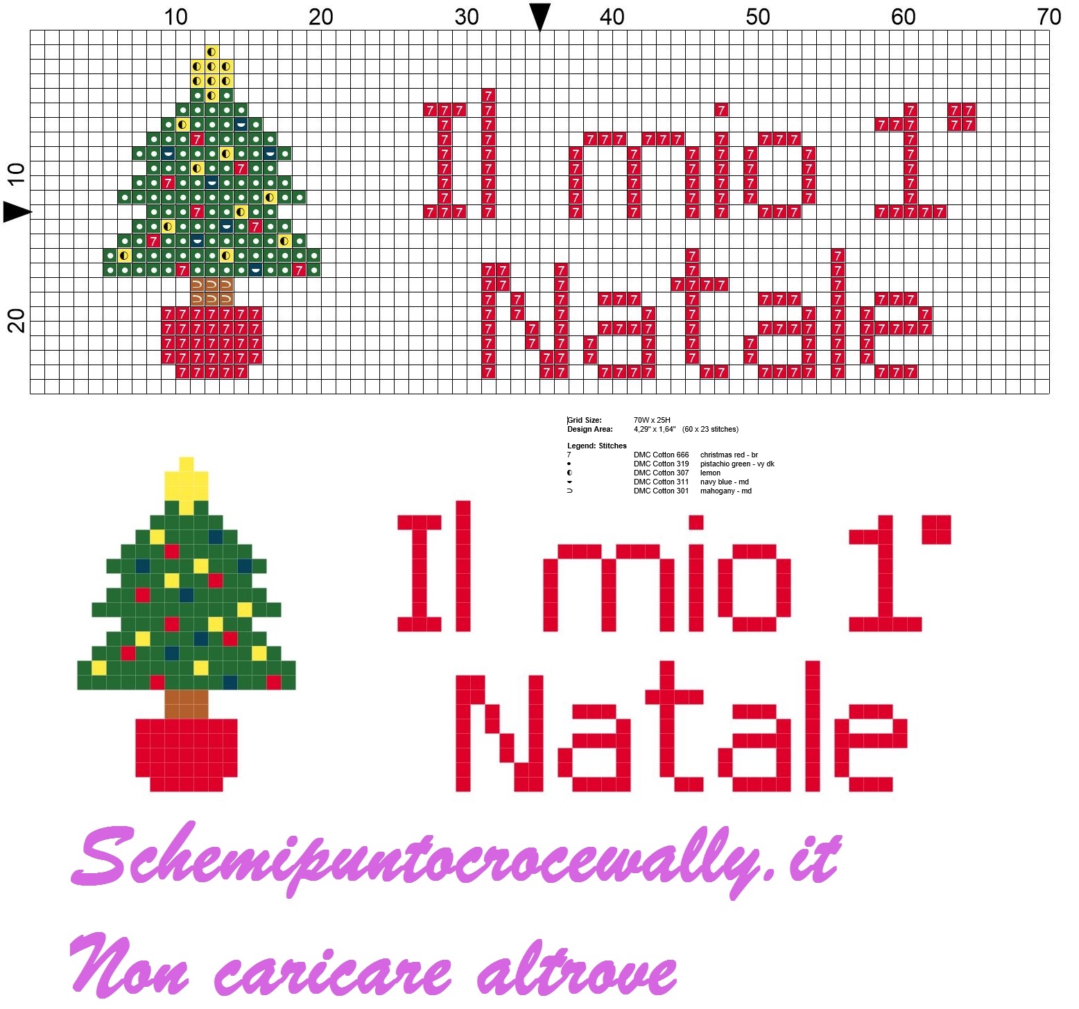 il mio primo Natale con alberello schema punto croce bavaglino