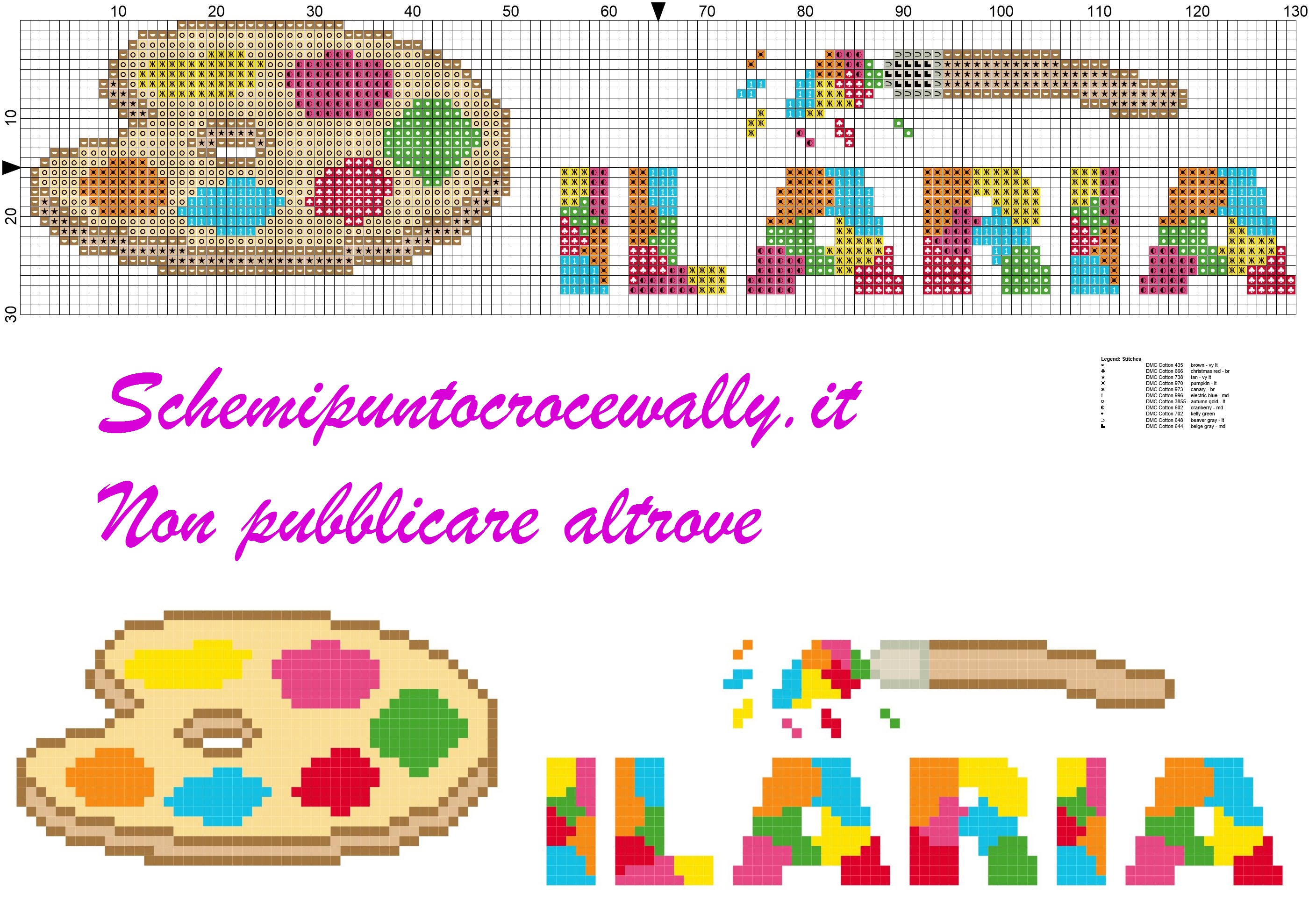 ilaria nome con tavolozza e colori schema punto croce