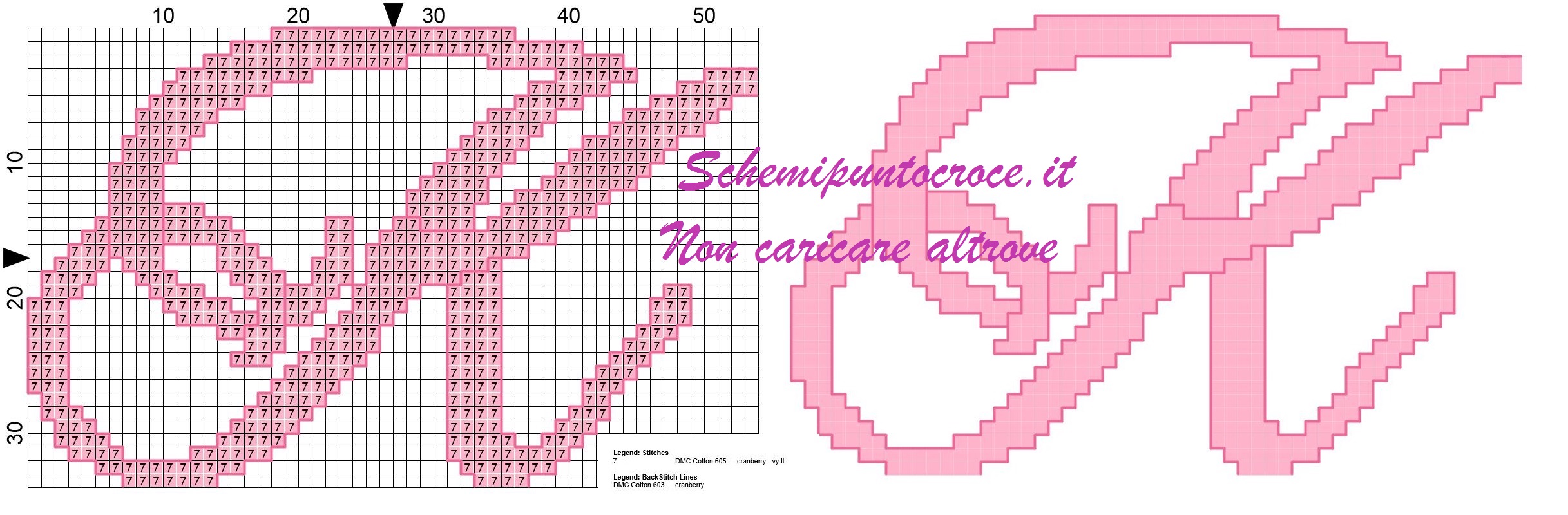 k iniziale schema punto croce