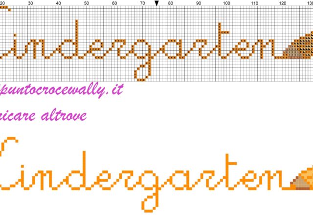 kindergarten nome con matita colorata schema punto croce gratis