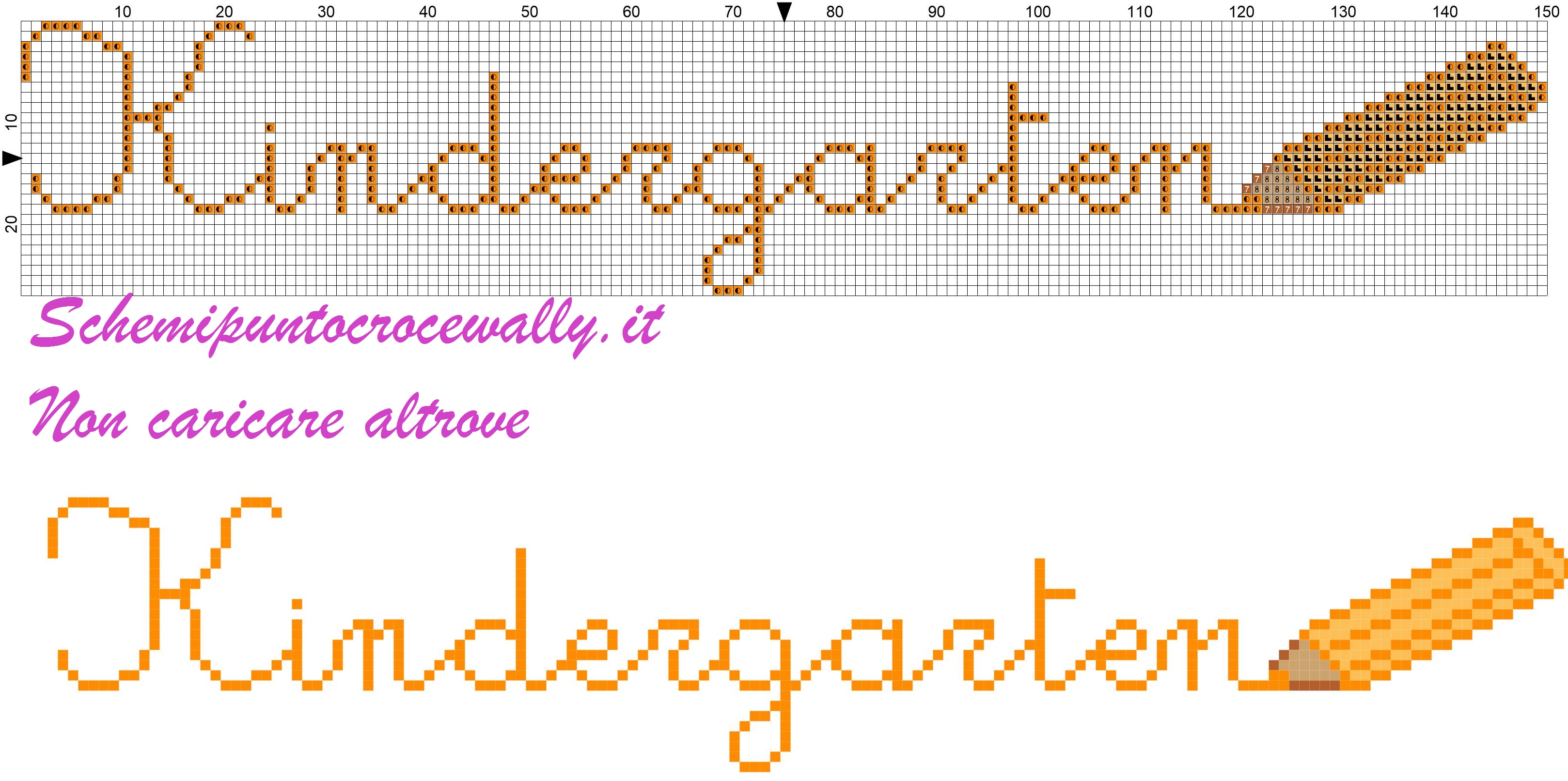 kindergarten nome con matita colorata schema punto croce gratis