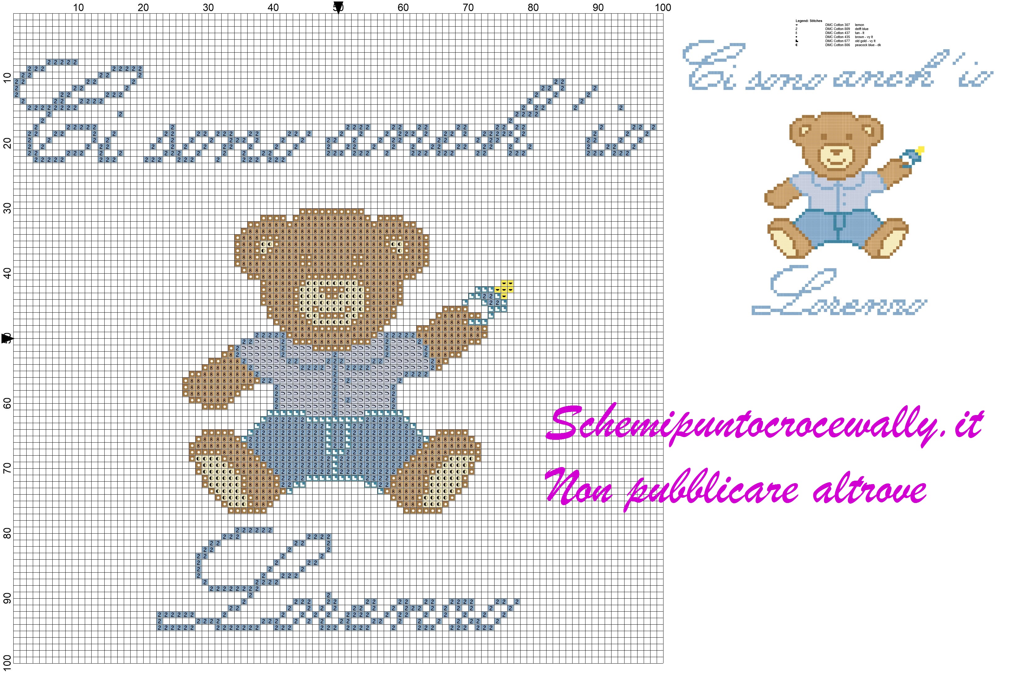 lorenzo ci sono anch’ io schema punto croce orsetto con jeans