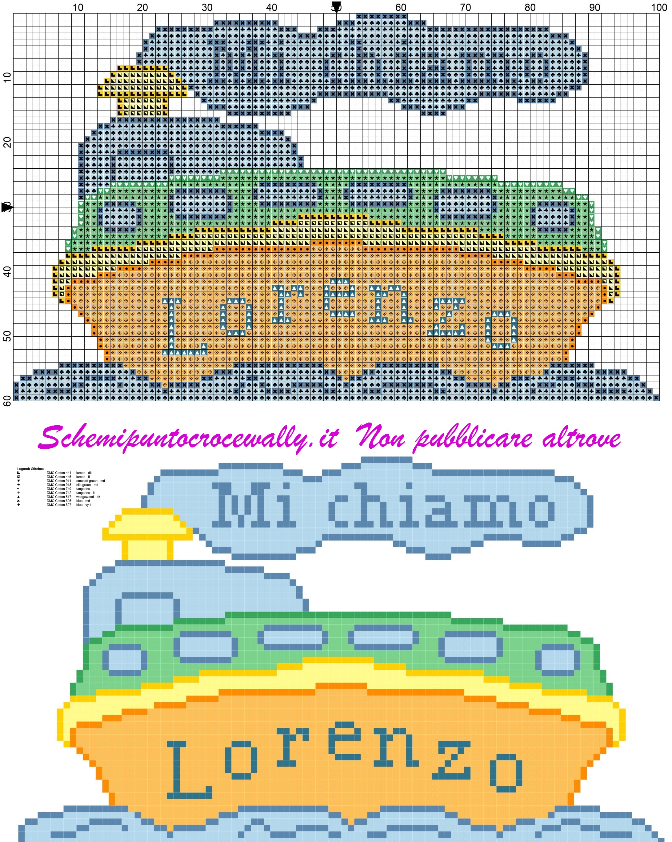 lorenzo nome con nave schema punto croce
