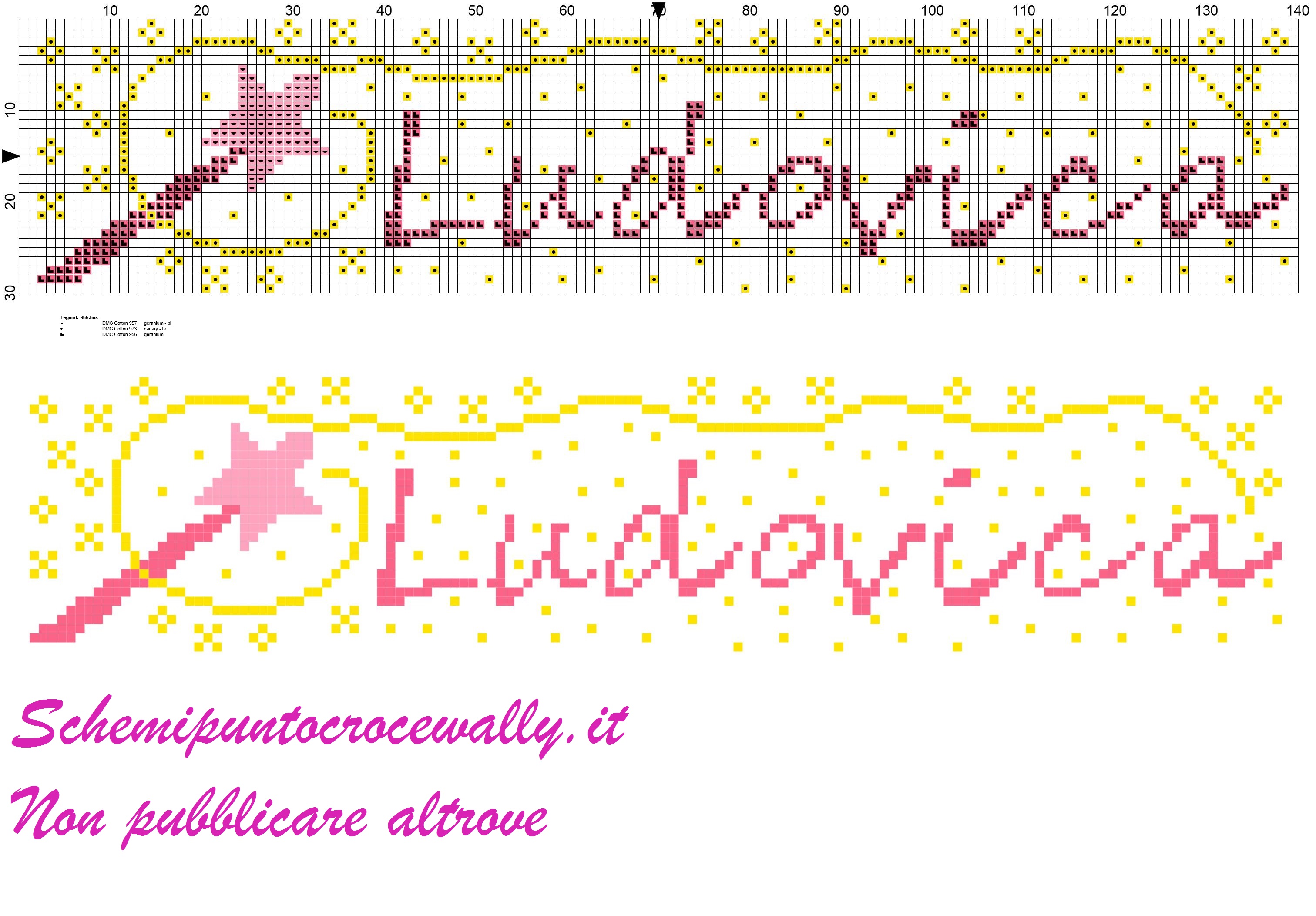 ludovica nome con bacchetta magica schema punto croce