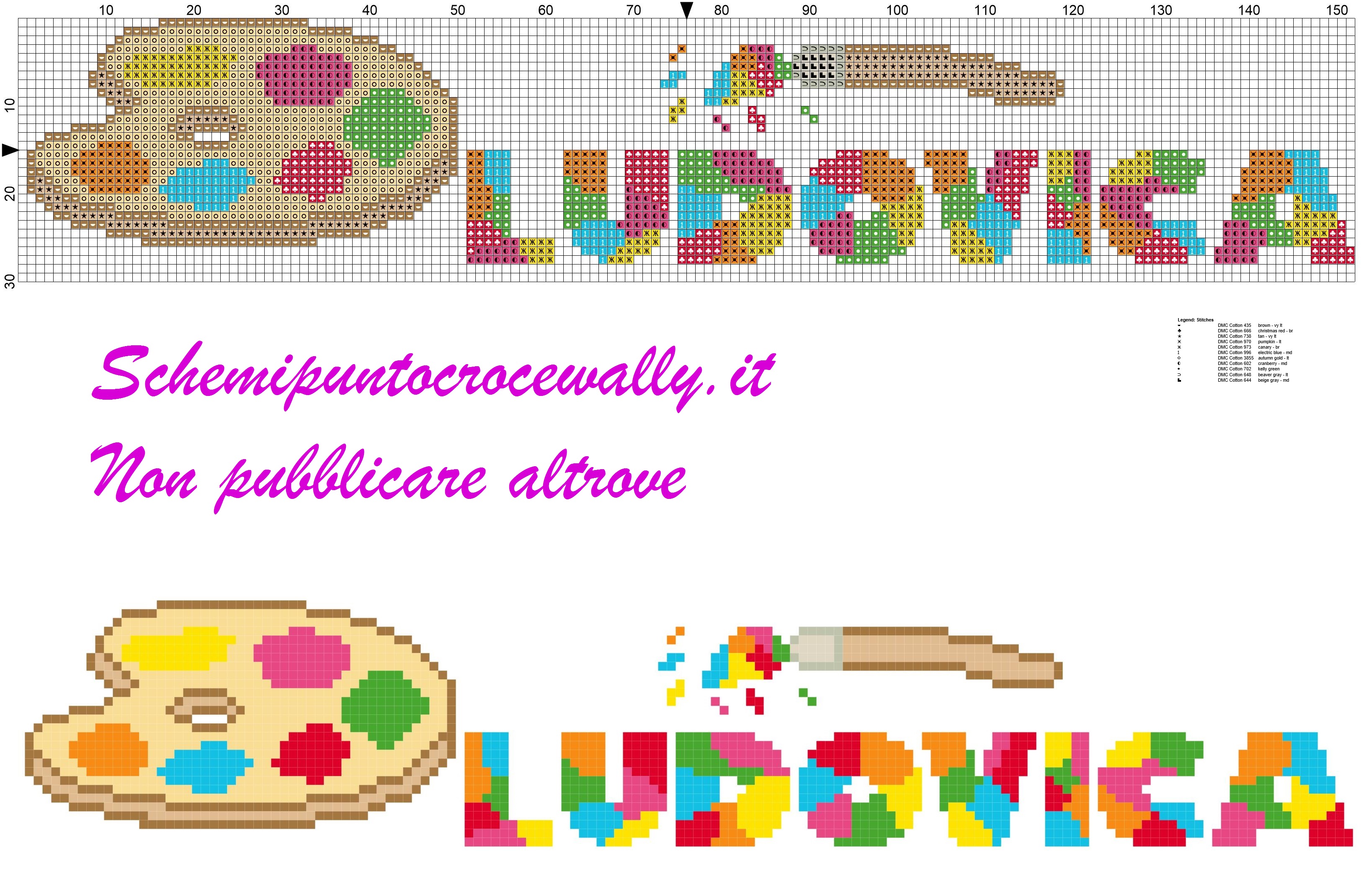 ludovica nome con tavolozza e colori schema punto croce