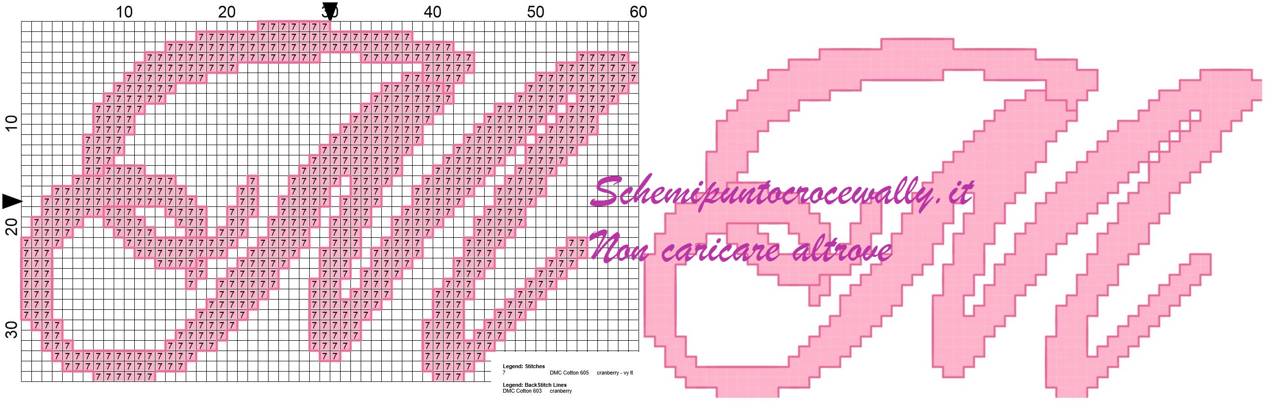 m iniziale schema punto croce