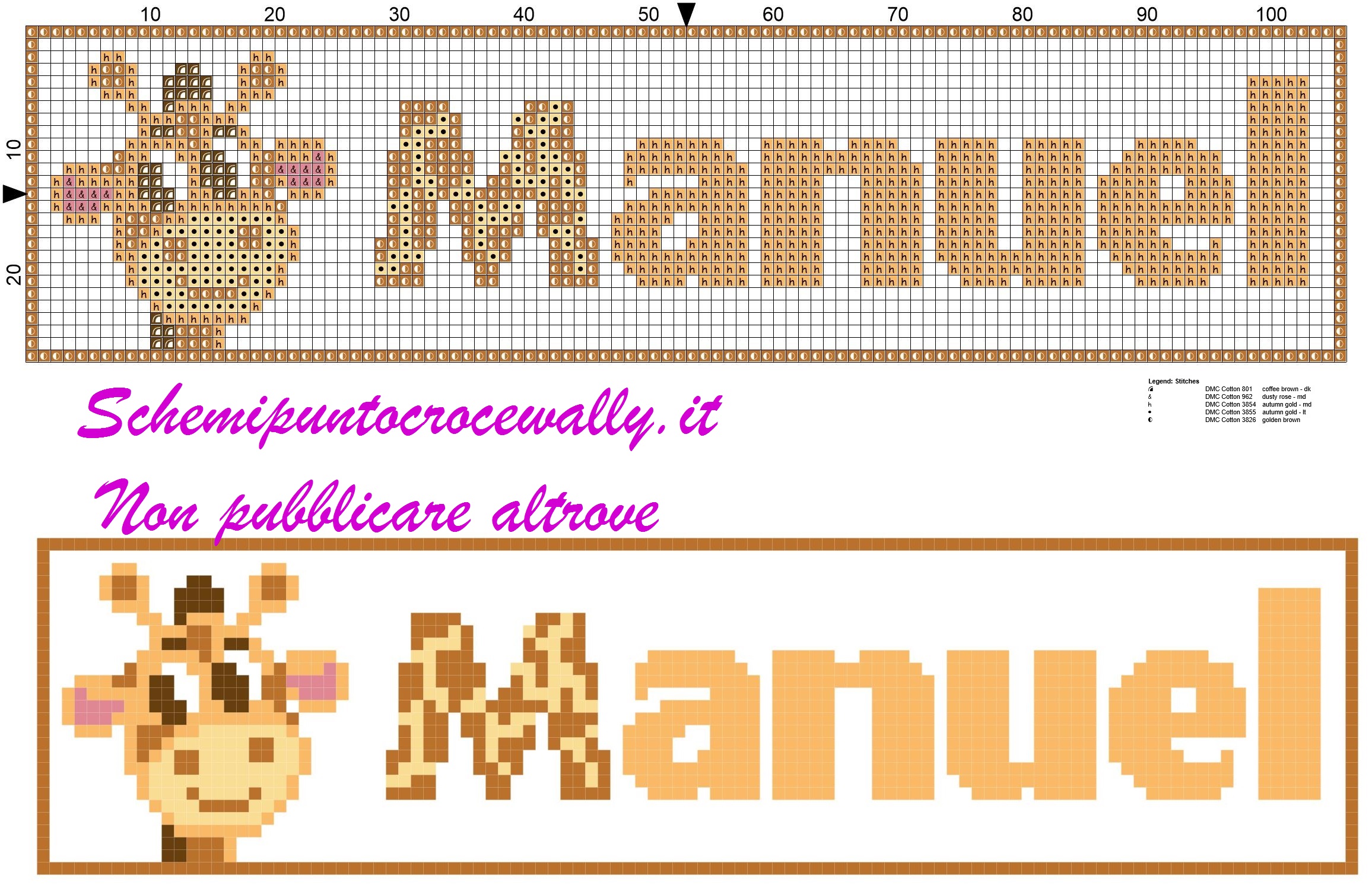 manuel nome con giraffa schema punto croce