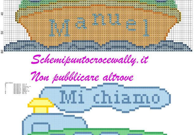 manuel nome con nave schema punto croce