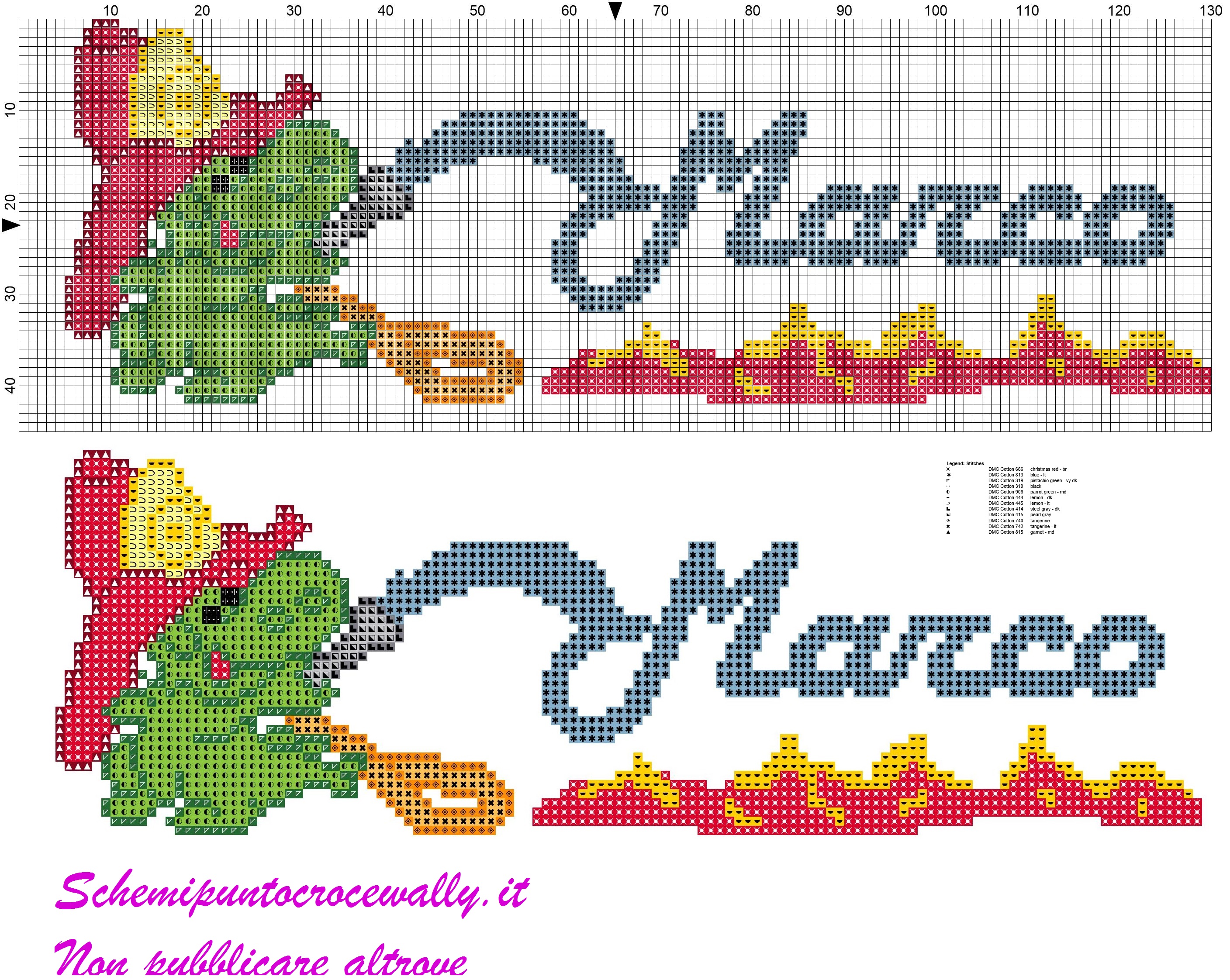 marco nome con grisù schema punto croce