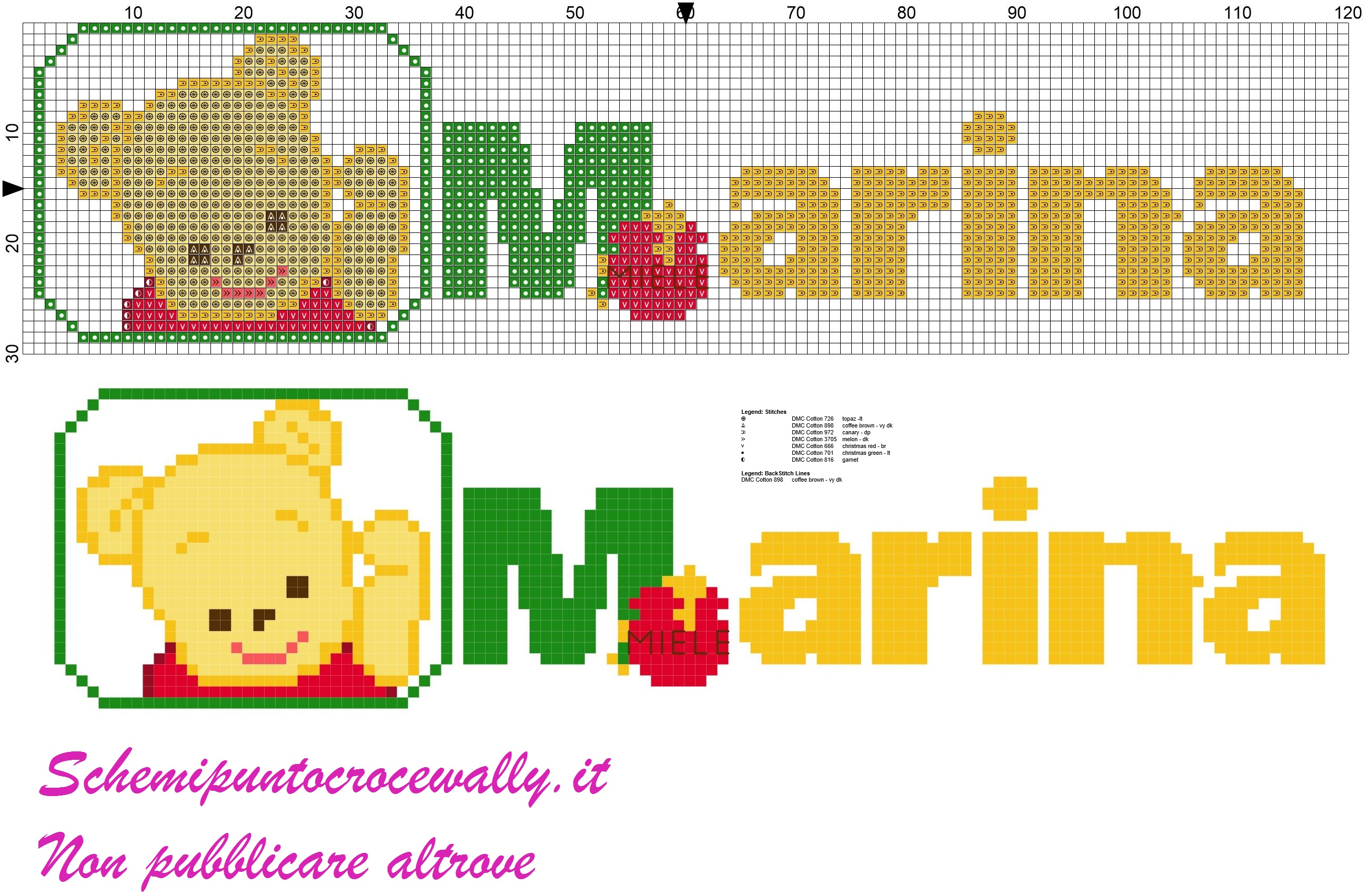 marina nome con baby winnie the pooh schema punto croce