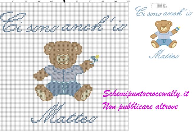 matteo ci sono anch’ io schema punto croce orsetto con jeans