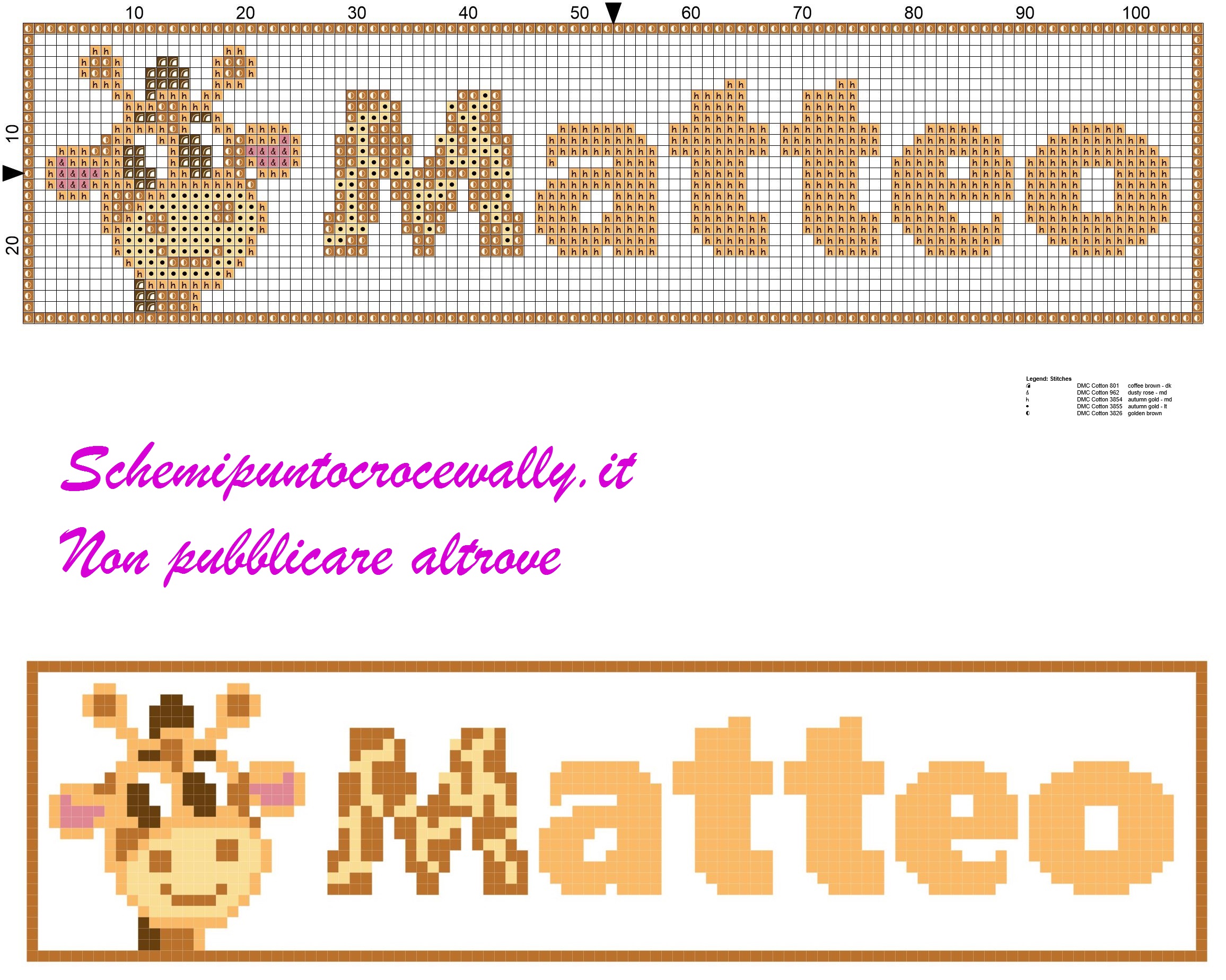 matteo nome con giraffa schema punto croce