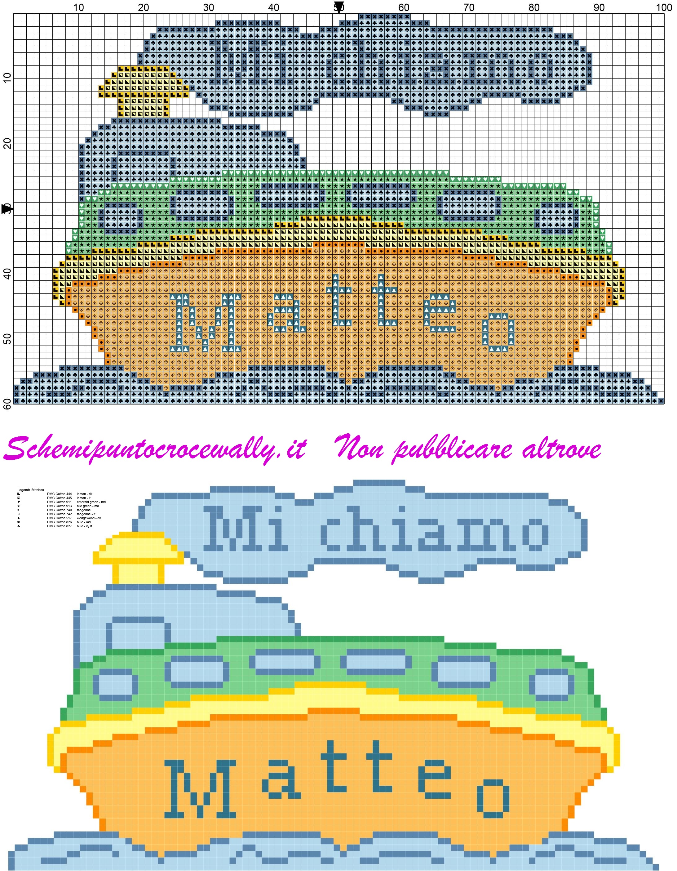 matteo nome con nave schema punto croce