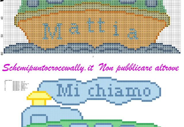 mattia nome con nave schema punto croce