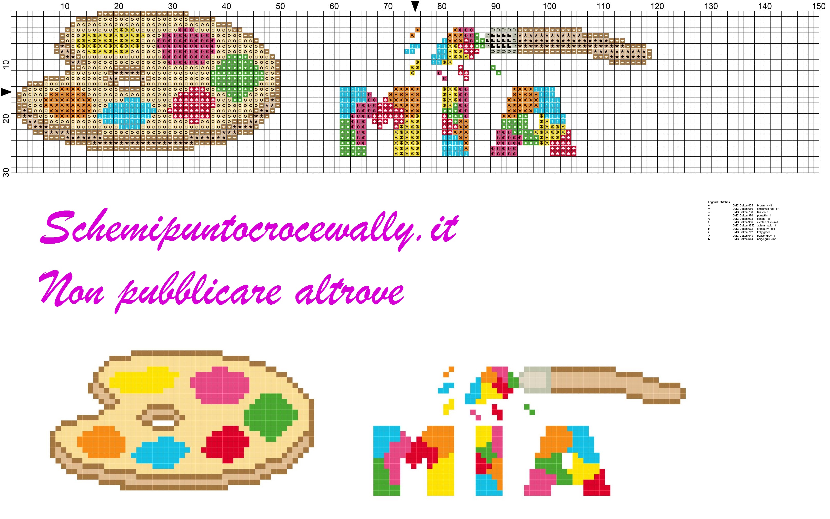 mia nome con tavolozza e colori schema punto croce