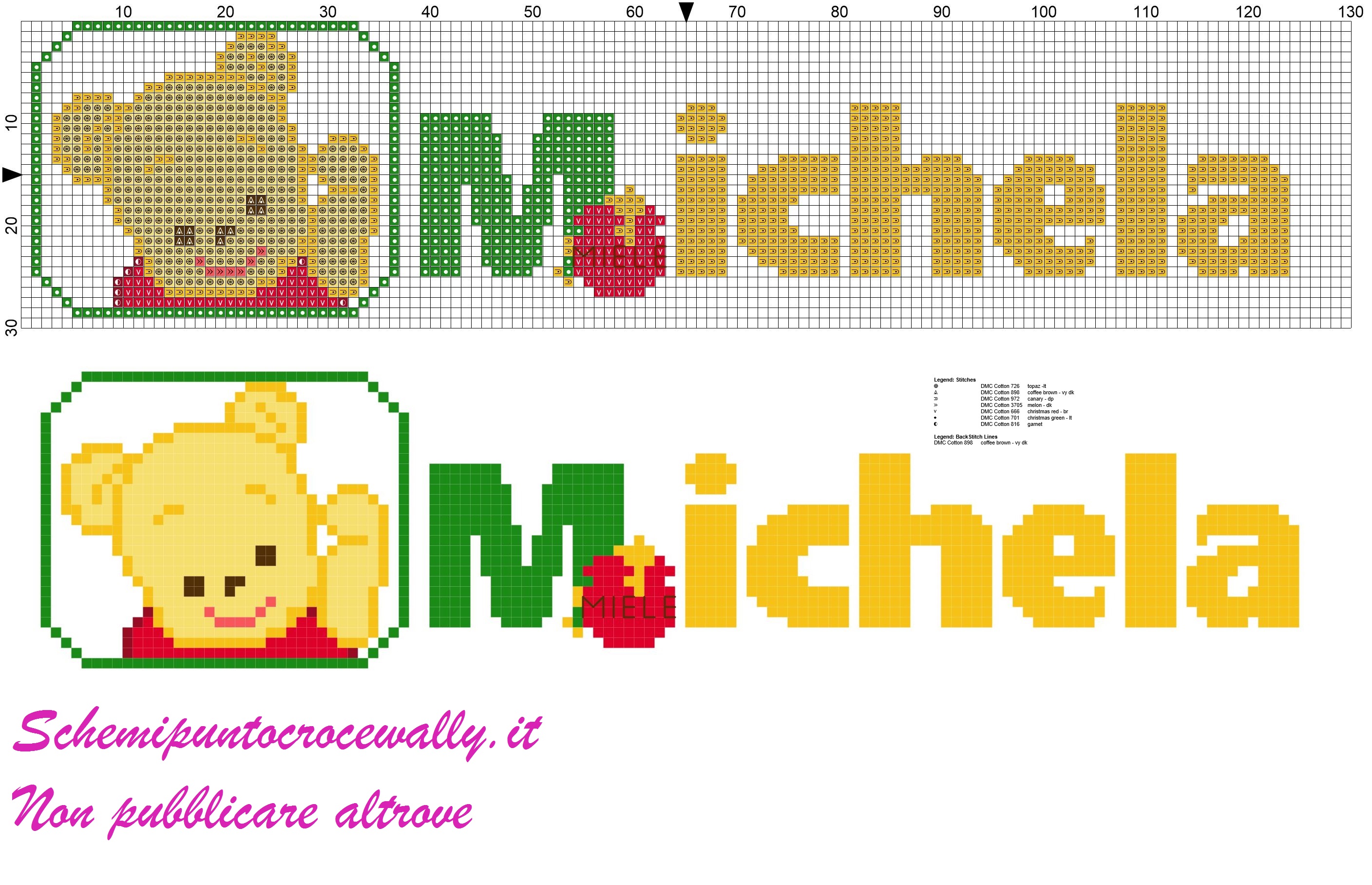 michela nome con baby winnie the pooh schema punto croce