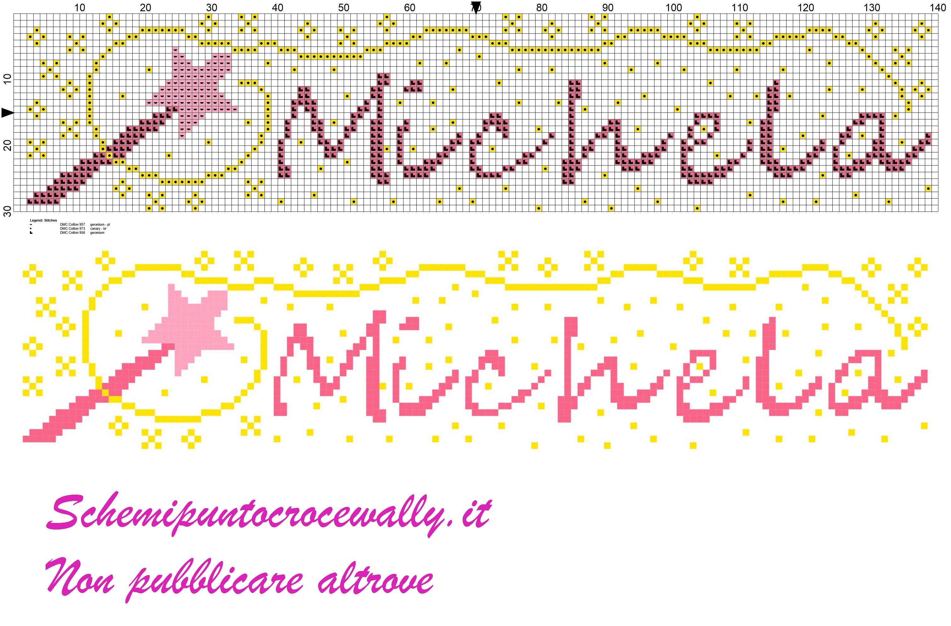 michela nome con bacchetta magica schema punto croce
