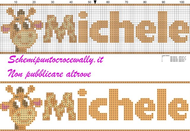 michele nome con giraffa schema punto croce