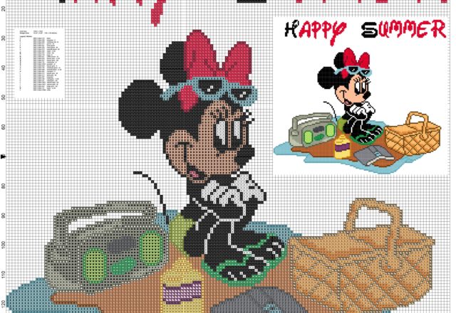 minnie happy summer schema punto croce