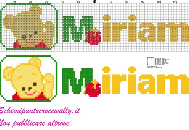 miriam nome con baby winnie the pooh schema punto croce