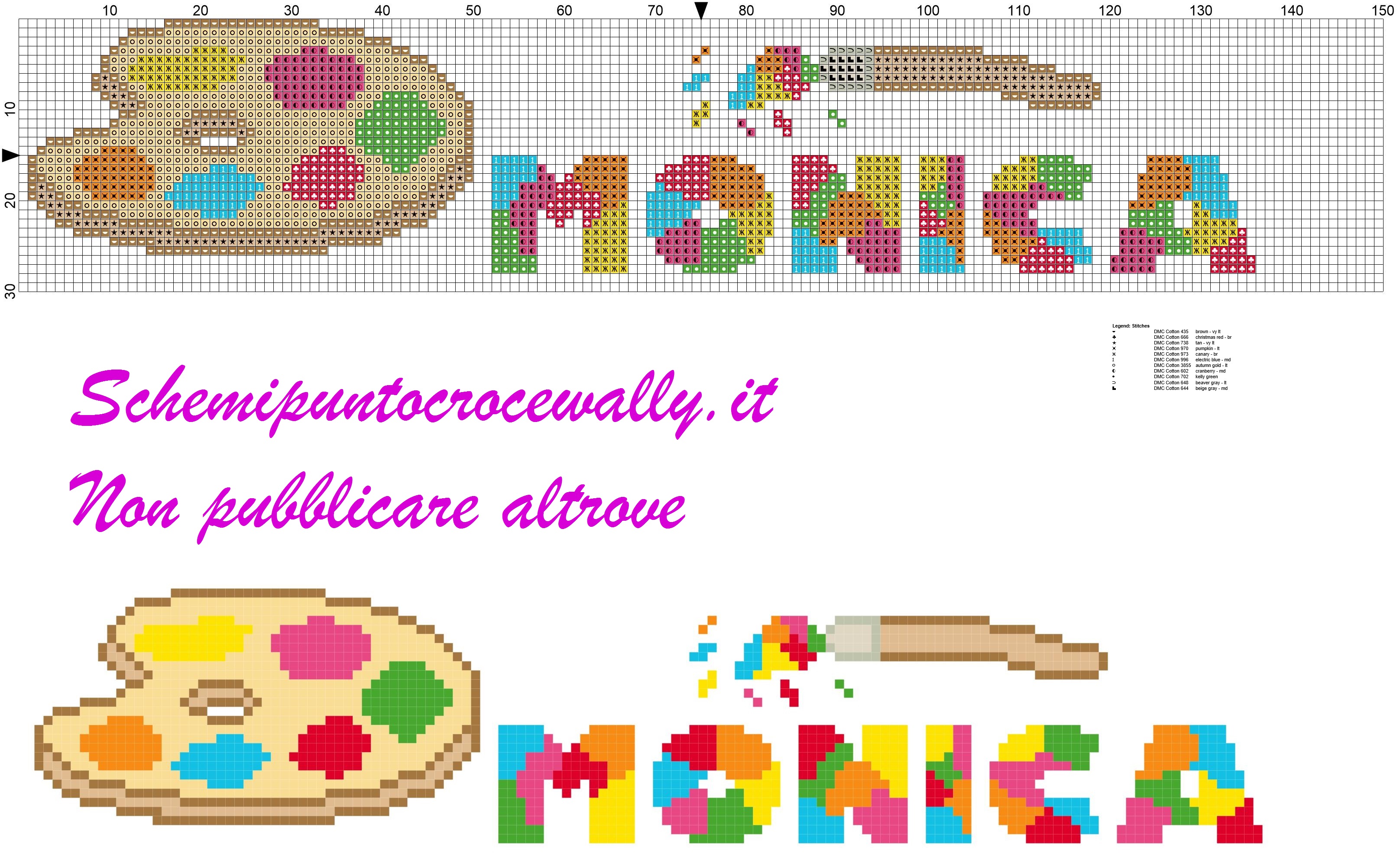 monica nome con tavolozza e colori schema punto croce