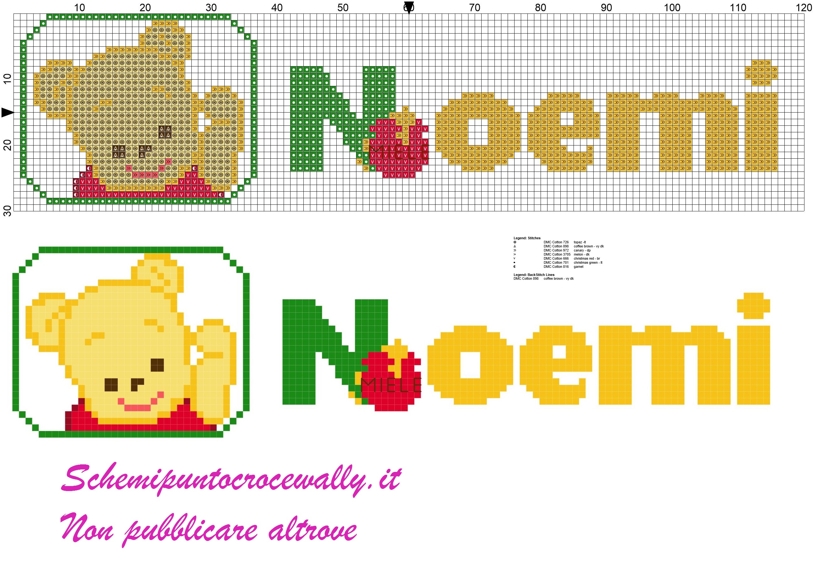 noemi nome con baby winnie the pooh schema punto croce