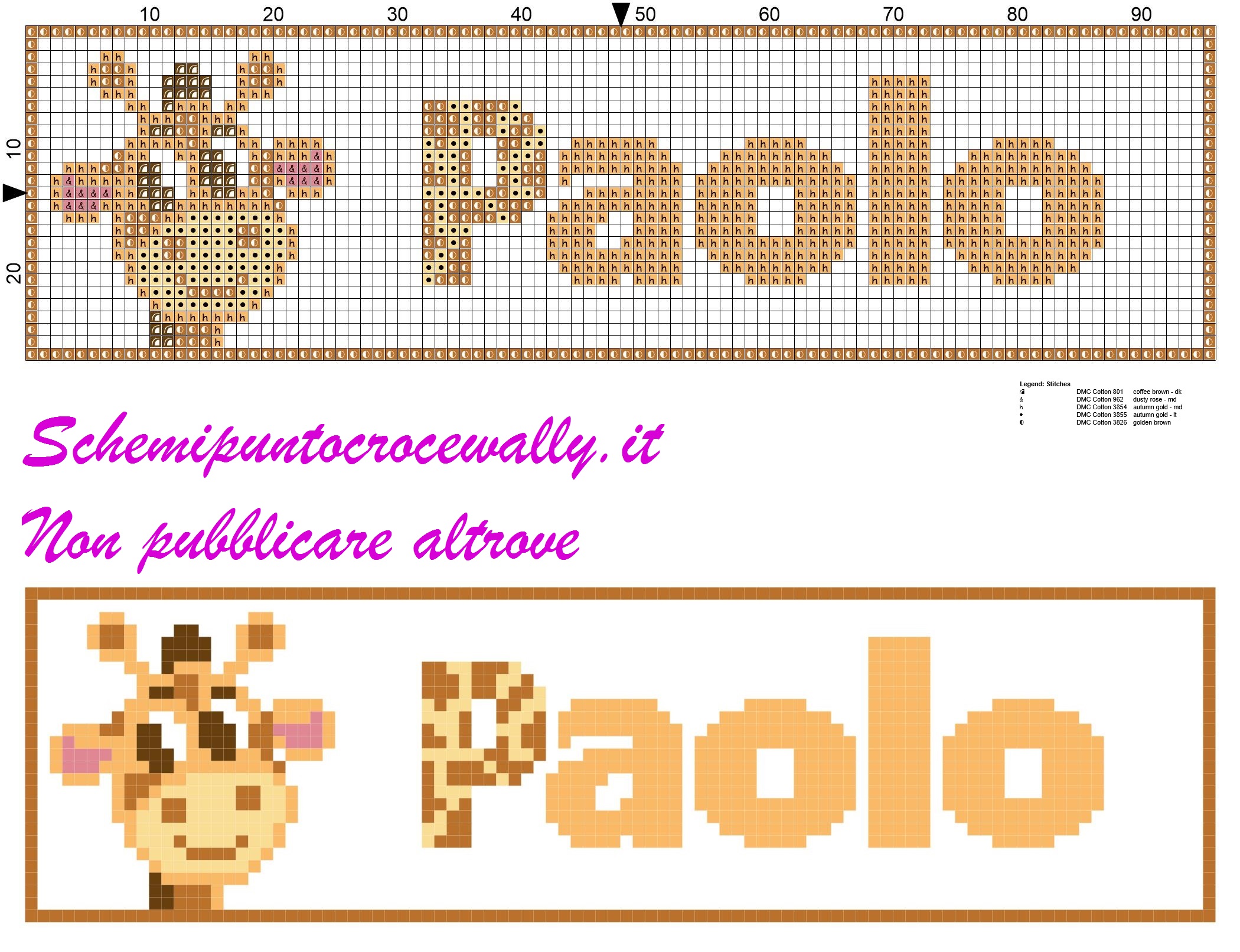 paolo nome con giraffa schema punto croce
