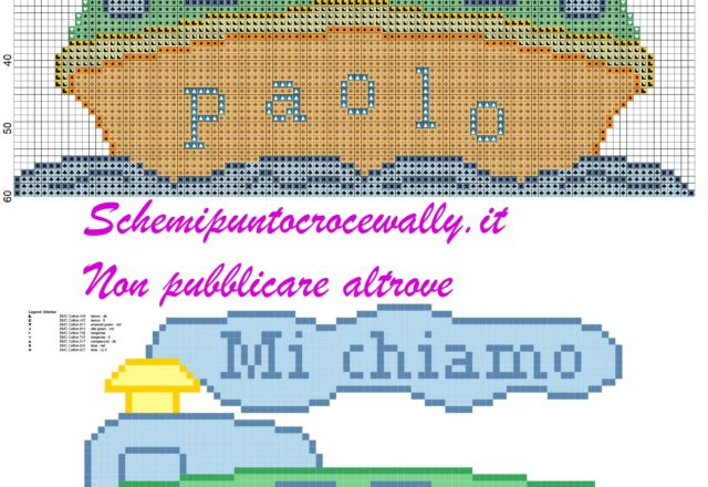 paolo nome con nave schema punto croce