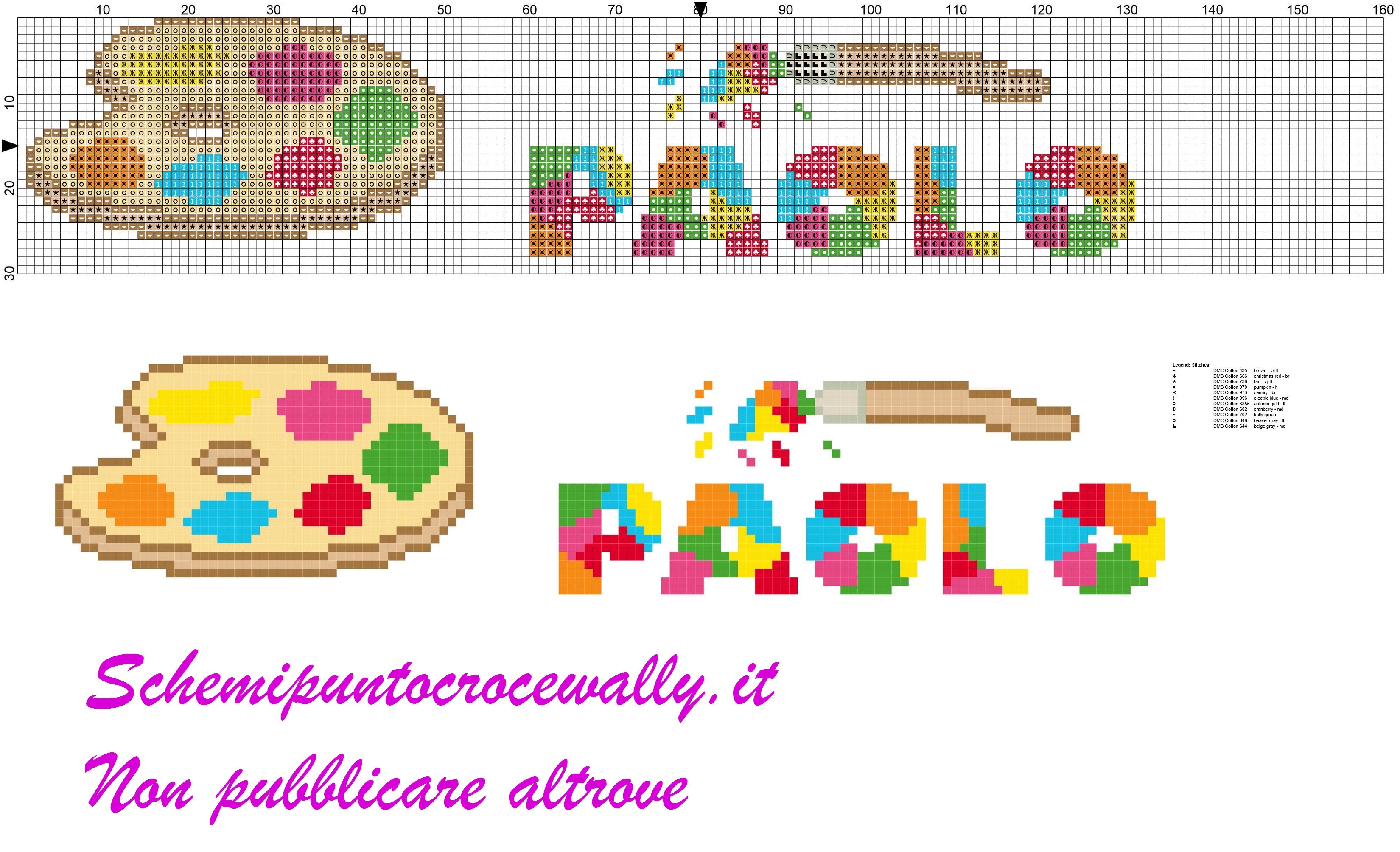 paolo nome con tavolozza e colori schema punto croce