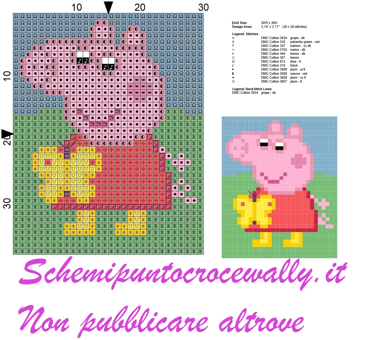 peppa pig con farfalla schema punto croce