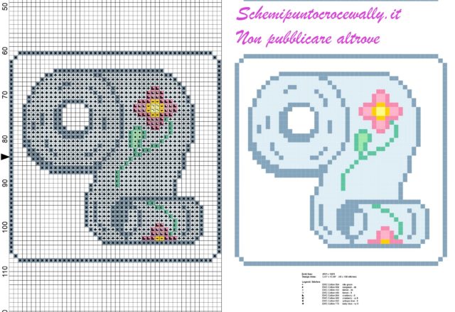 portarotoli bagno fiori e rotoloschema punto croce