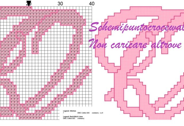 q iniziale schema punto croce