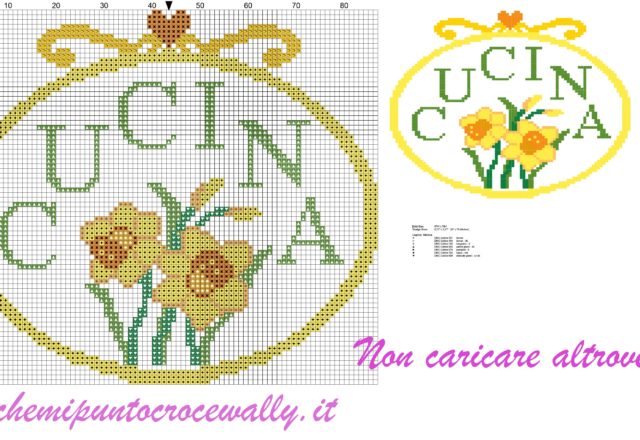 quadretto fuoriporta cucina con narcisi schema punto crocr gratis