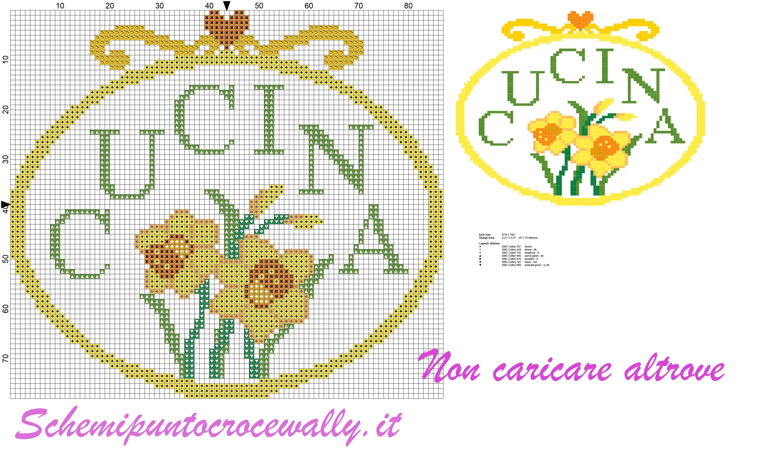 quadretto fuoriporta cucina con narcisi schema punto crocr gratis