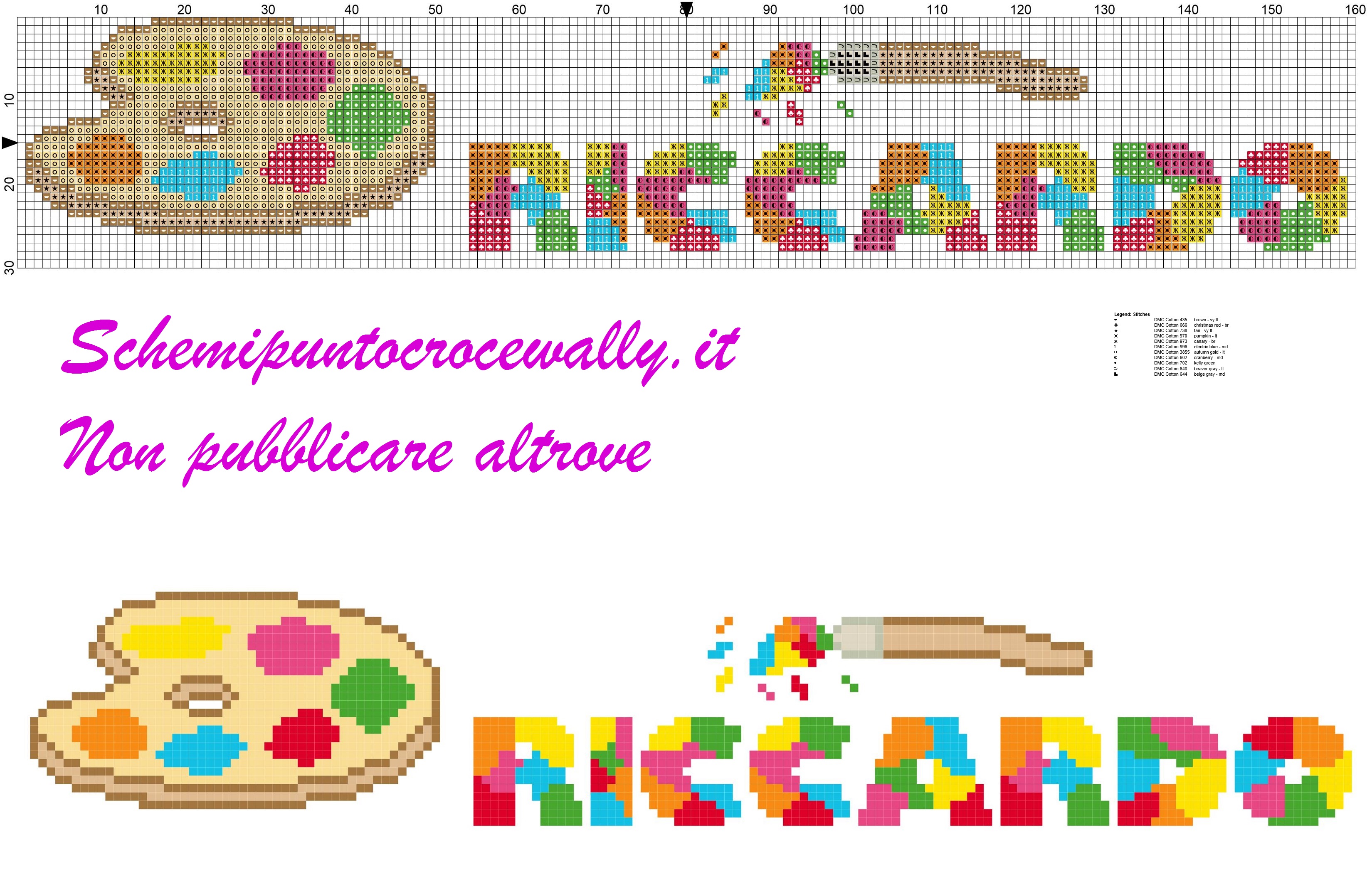 riccardo nome con tavolozza e colori schema punto croce