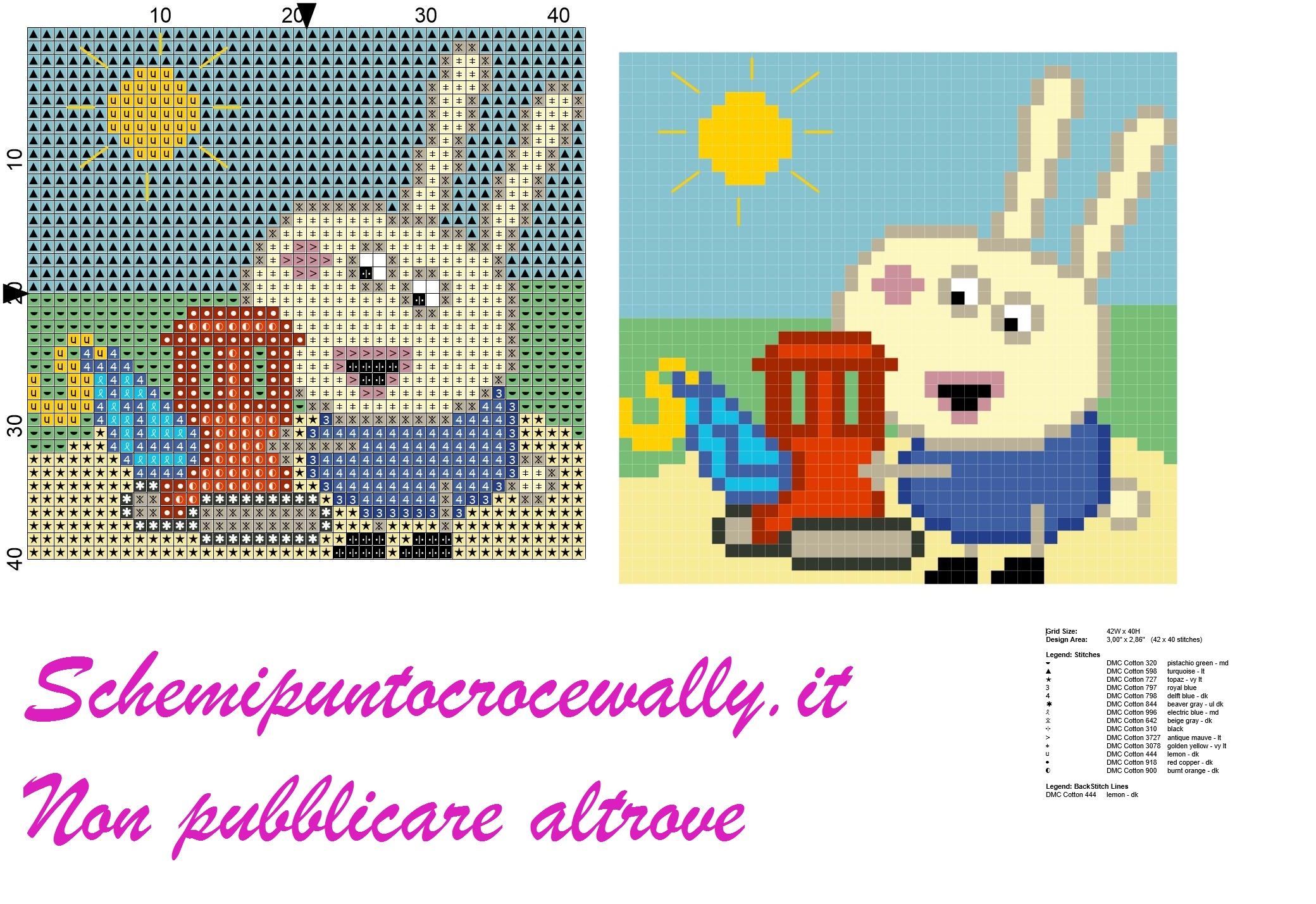 richard fratello di rebecca amica di peppa pig con con gru schema punto croce