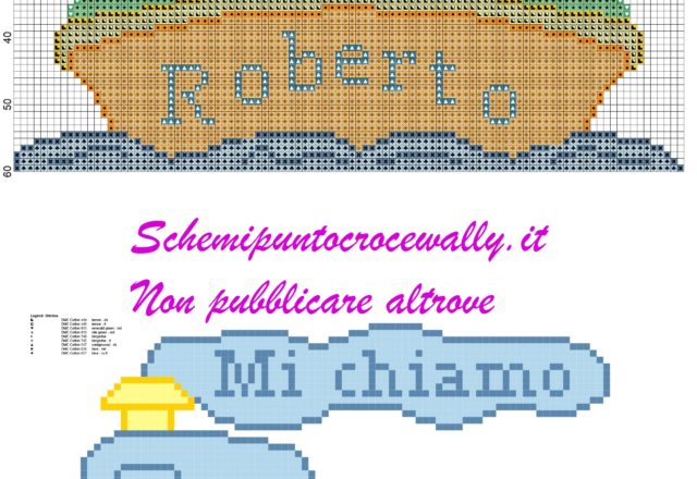roberto nome con nave schema punto croce