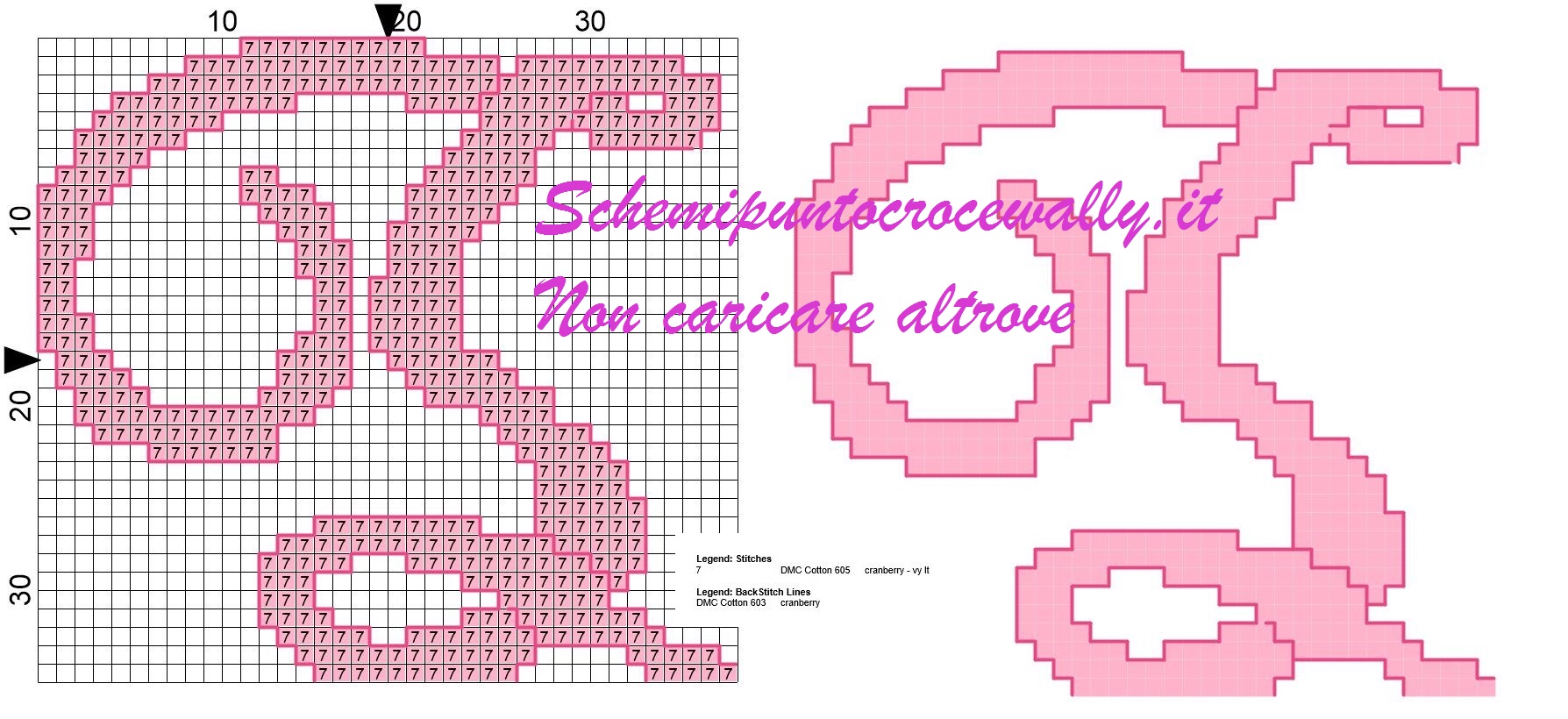 s iniziale schema punto croce