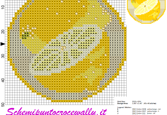 schema punto croce copribarattoli limone