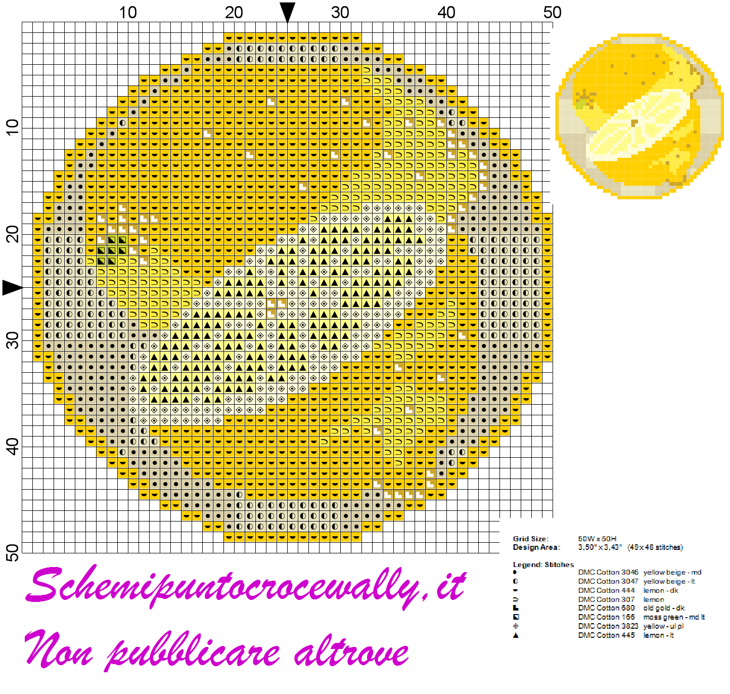 schema punto croce copribarattoli limone