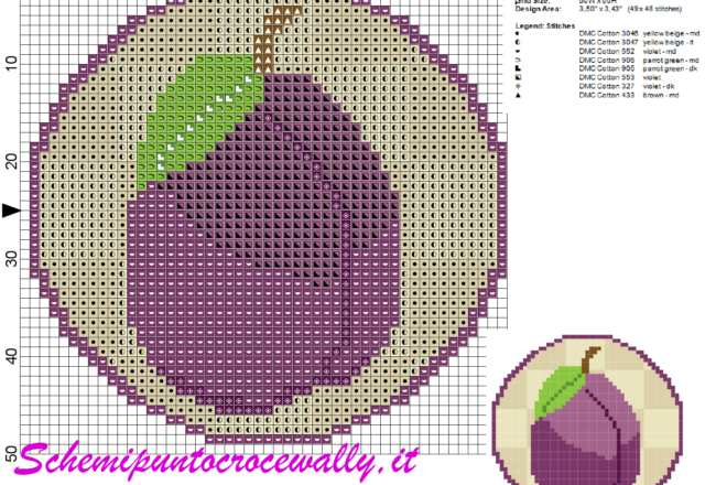 schema punto croce copribarattoli prugna