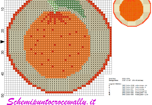 schema punto croce copribarattolo arancia