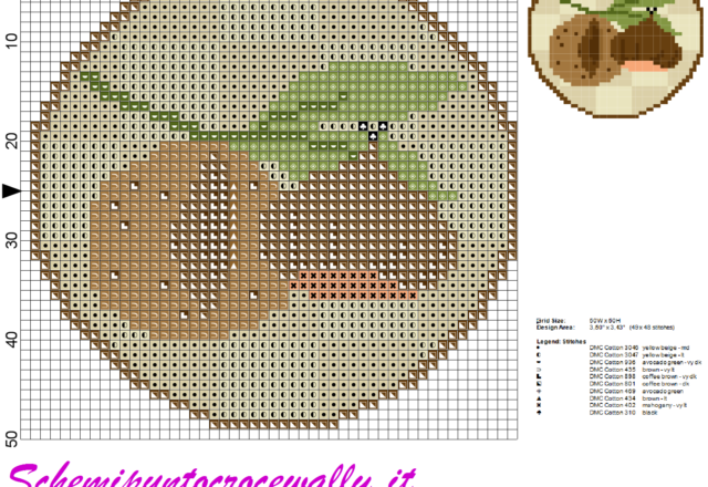 schema punto croce copribarattolo castagna