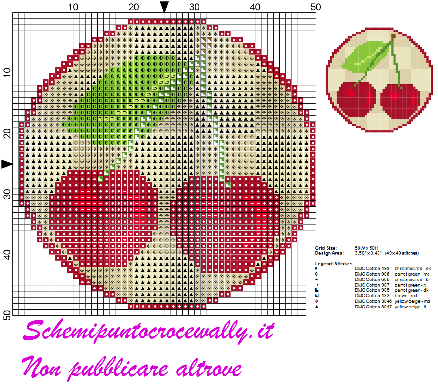 schema punto croce copribarattolo ciliegia