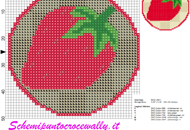 schema punto croce copribarattolo fragola