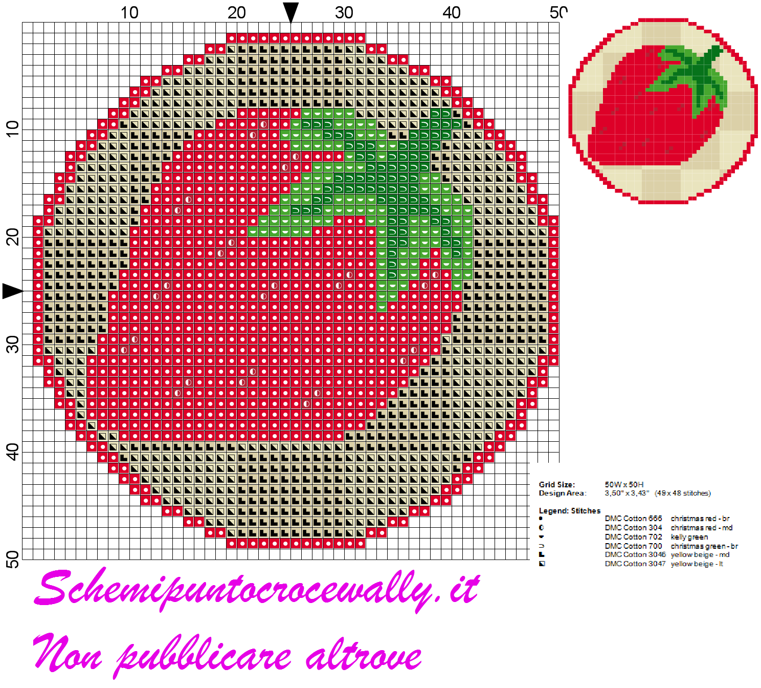 schema punto croce copribarattolo fragola