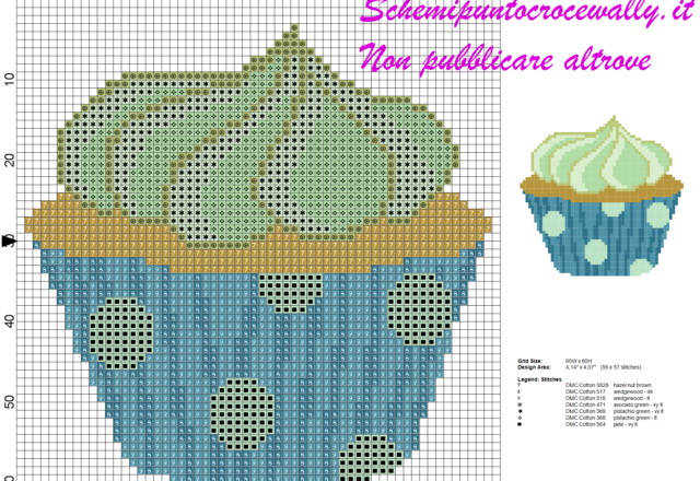 schema punto croce cupcake al pistacchio