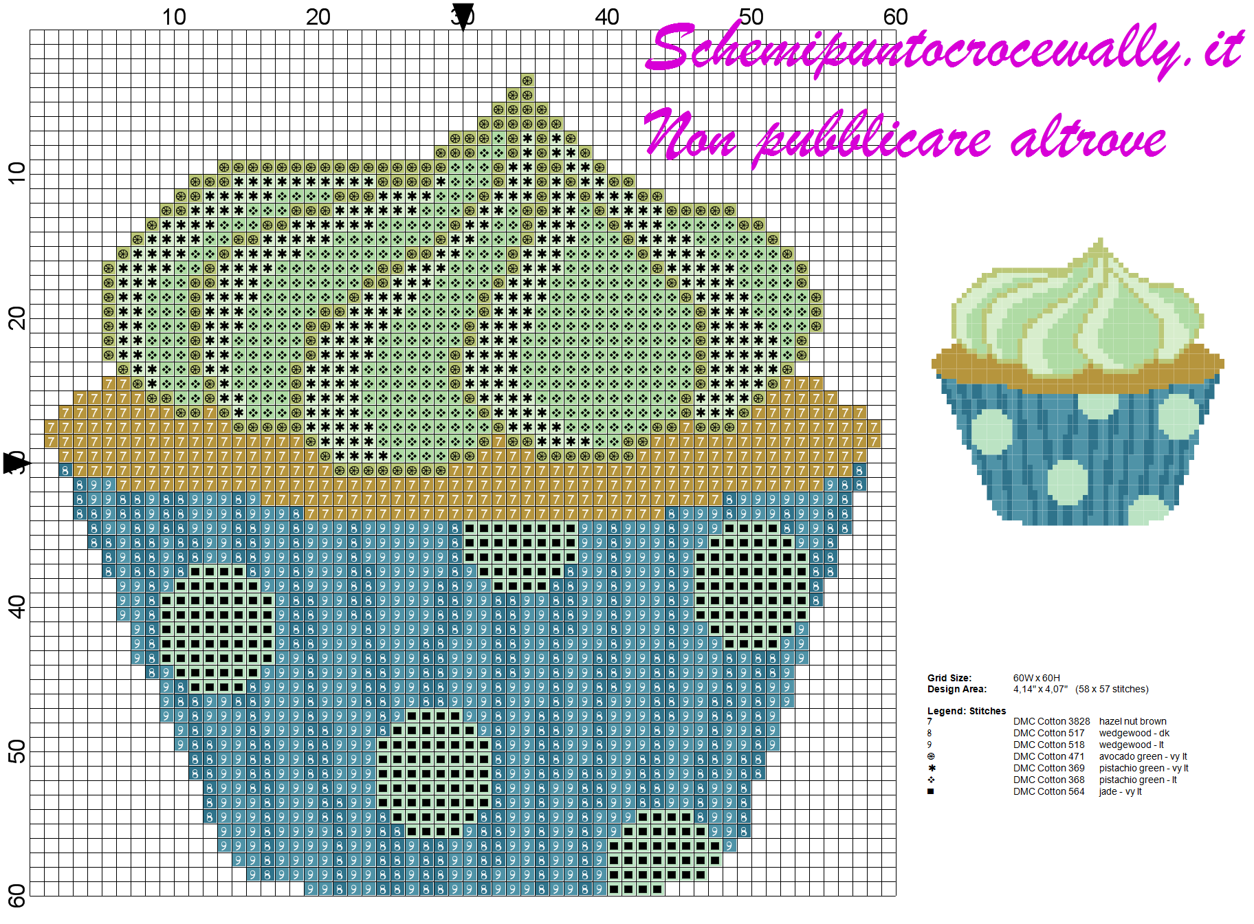 schema punto croce cupcake al pistacchio