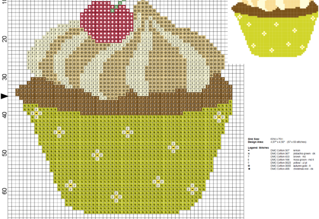 schema punto croce cupcake ciliegia